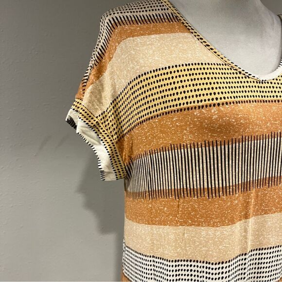 LuLaRoe Earthy Tones Striped Maxi stretchy Dress size medium - Picture 3 of 12